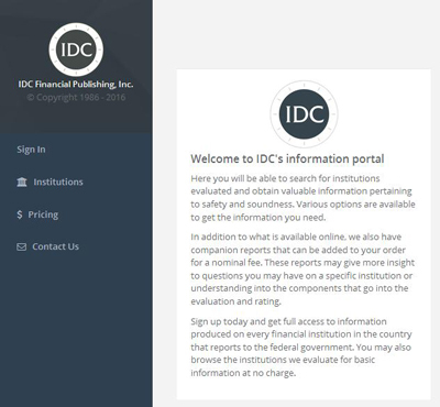 IDC Financial Publishing, Inc. Online Portal